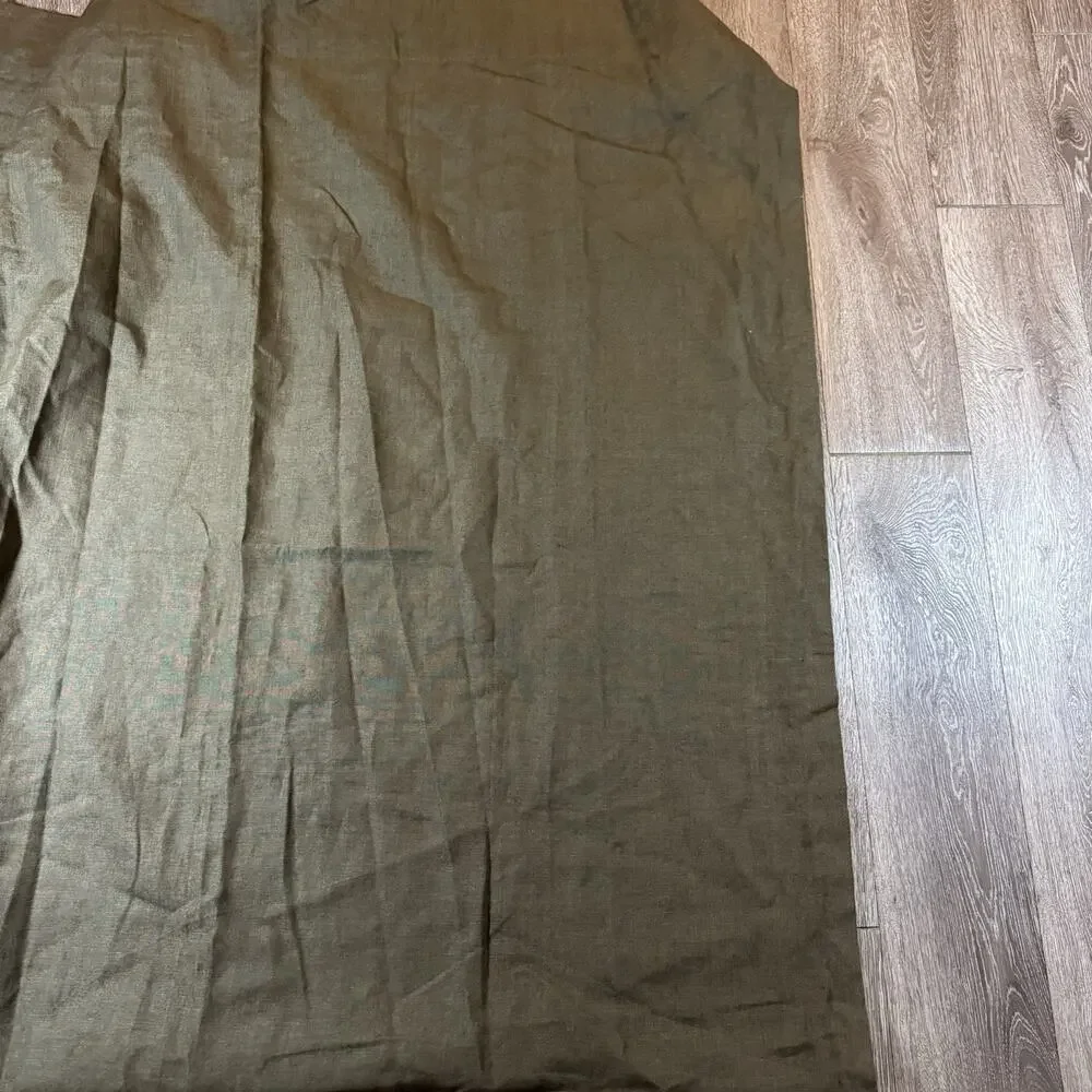 Single Ethan Allen Brown Linen Rod Curtain Lined 50x98, Excellent